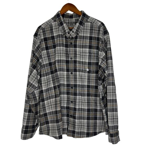 Eddie Bauer Men's Gray Plaid Long Sleeve Button-Down Shirt 2XL - Picture 1 of 11